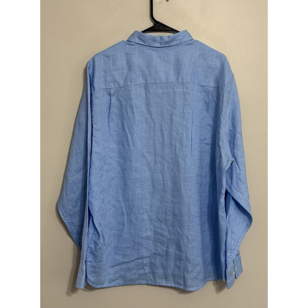 Tommy Bahama Men's XL Blue 100% Linen Long Sleeve Button Up Shirt - Picture 3 of 5